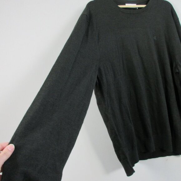 Calvin Klein Men Extra Fine Merino Wool Blend Sweater XL Green Casual Luxury 338 - Picture 8 of 12
